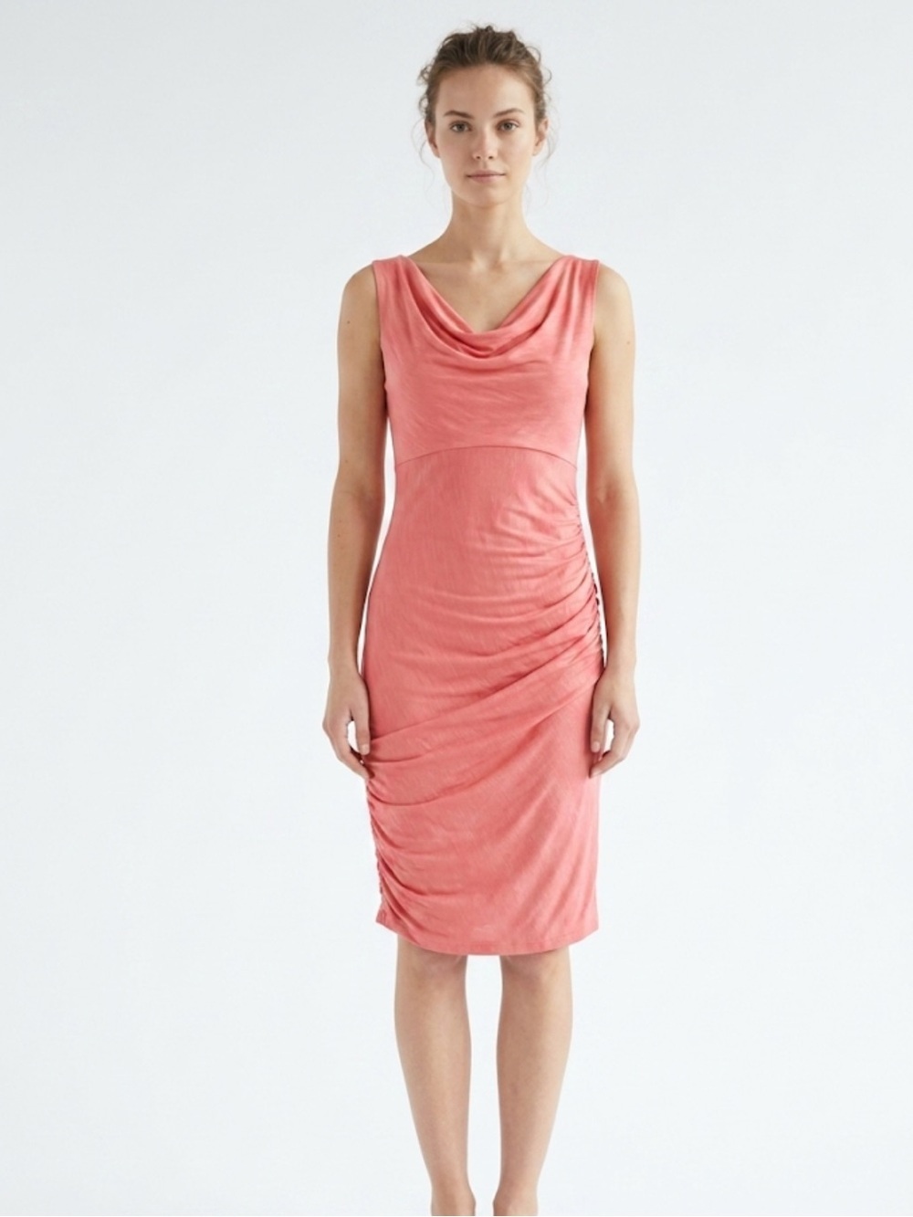 Le Château Coral Ruched Cowl Neck Mini Dress Size Medium